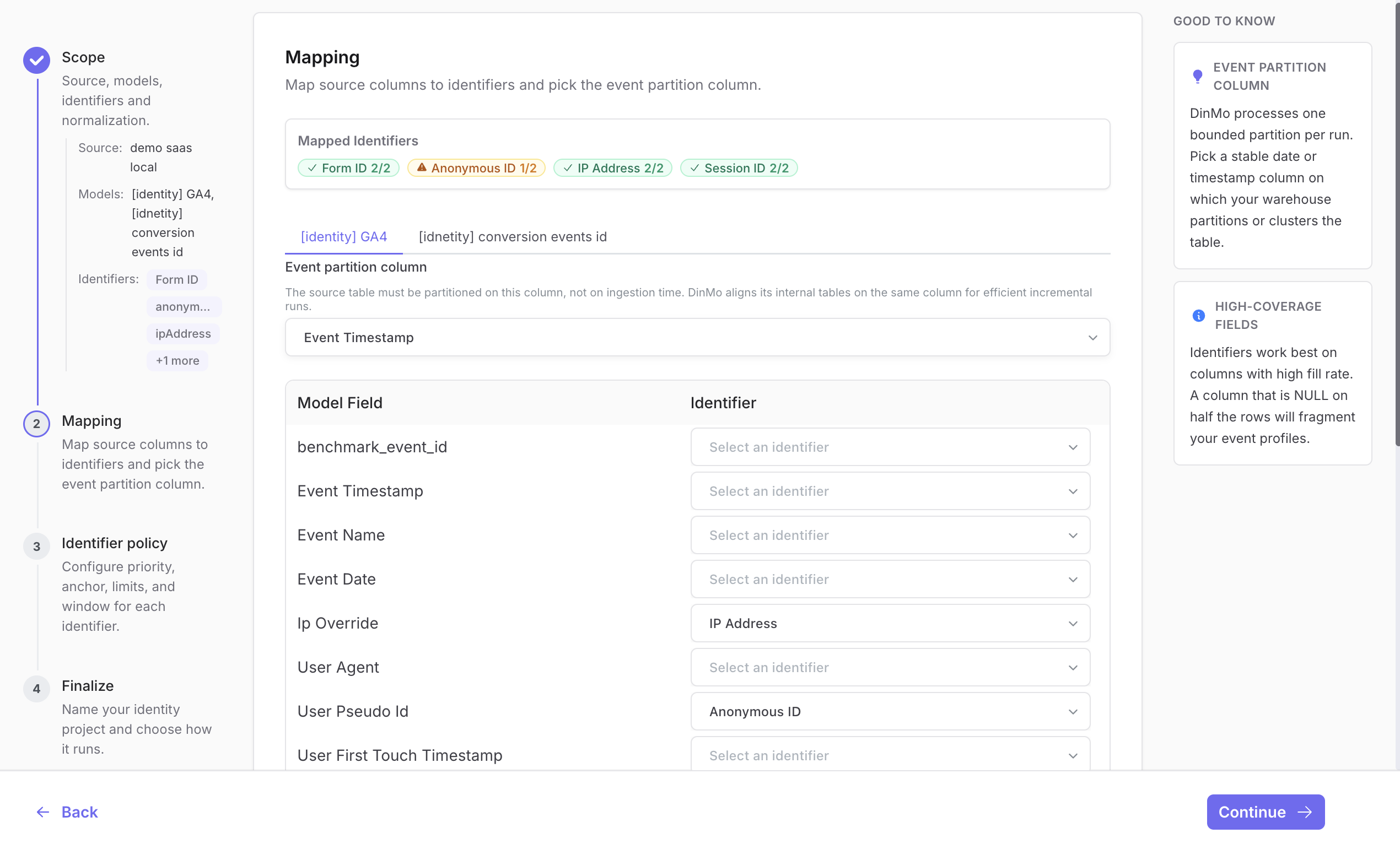 Event Stitching Mapping step