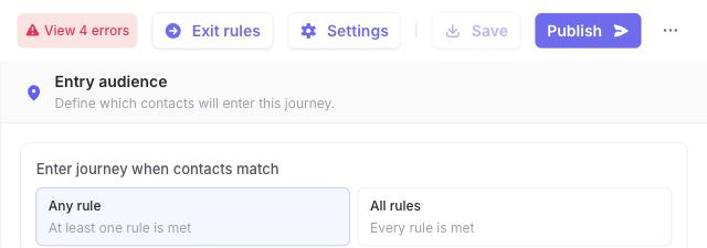 Entry rule operator showing Any rule and All rules options